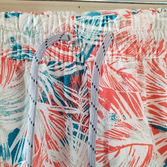 Men's COLUMBIA PFG Lined 9" Water Shorts Trunks Fishing Orange Palm‎ Leaves SZ M - Picture 3 of 13